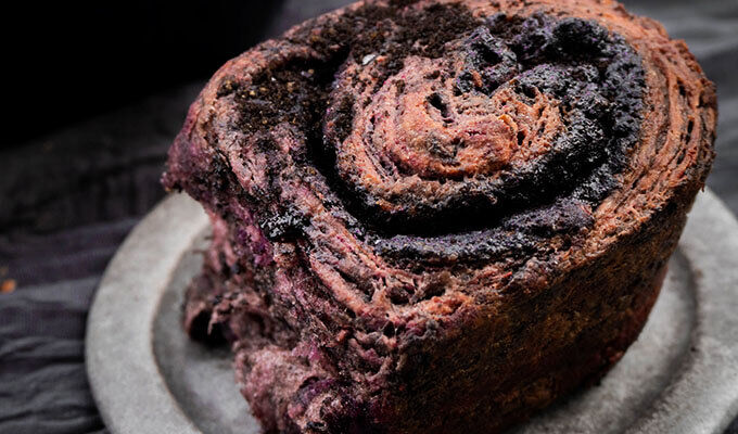 Black Cocoa and Purple Sweet Potato Rolls