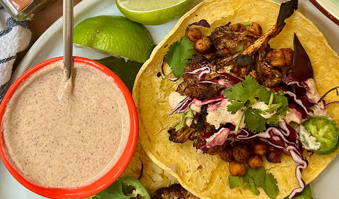 Chili-Lime Cauliflower and Chickpea Tacos