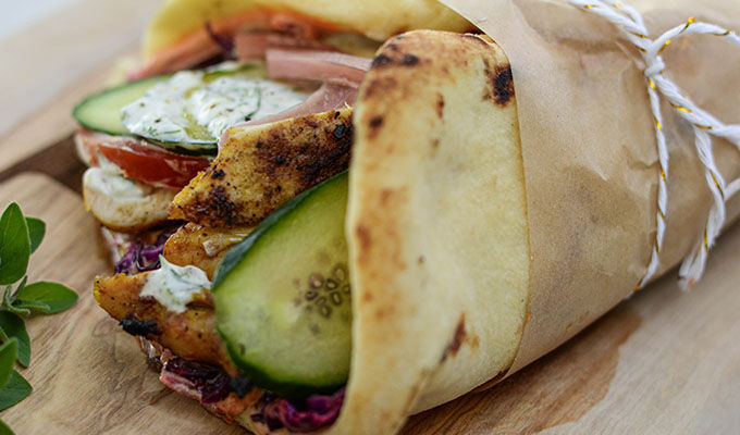 Grilled Chicken Naan Wraps
