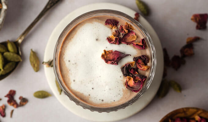 Hot Chocolate Infused with Cardamom and Rose