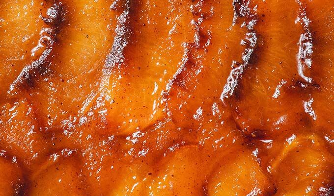 Ginger-Peach Upside-Down Mochi Cake