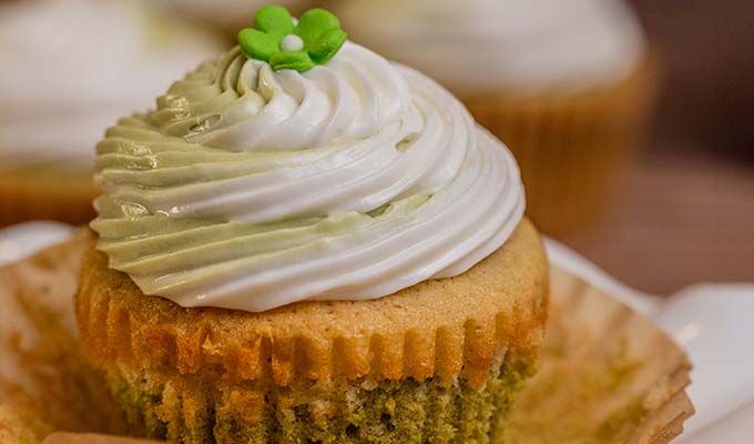 Matcha + Marshmallow Swirl Cupcakes