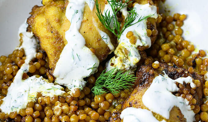Middle-Eastern Inspired Chicken w Couscous Skillet